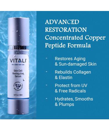 Vitali 2% GHK-Cu Restorative Skin Cell Serum | Premium Anti-Aging Copper Peptide Serum - Revitalize Your Skin | 1.69 fl. oz. - Ship Internationally - Buy Online on GoSupps.com
