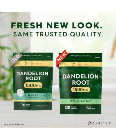 Dandelion Tablets 1500mg | High Strength Dandelion Root Extract | Liver & Digestion Support | 120 Vegan Tablets | by Carlyle - Buy Online on GoSupps.com
