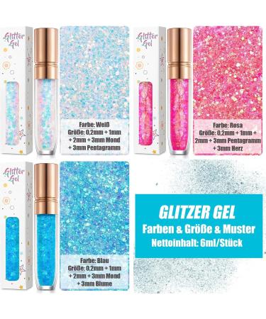  EONFAVE Glitter body gel 6 colors colorful glitter body glitter glitter liquid gel for Christmas festivals masquerades glitter for body hair eyes  - Buy Online on GoSupps.com