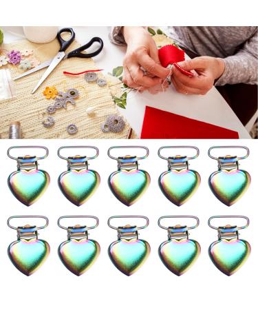 Fyearfly 10 pieces of metal-heart-pacifier clips colorful rust protection coating braces clips baby bite toys for the teething of small children