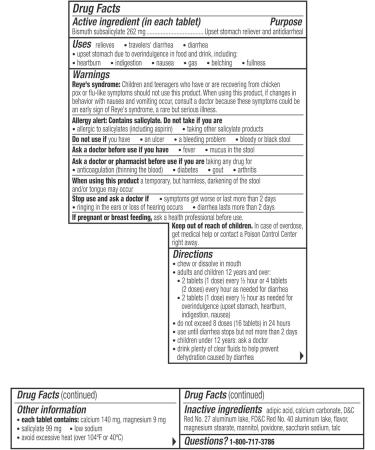Pepto Bismol Chewable Tablets Upset Stomach Relief Nausea Relief Heartburn Relief Indigestion Relief Anti Diarrhea Medication for Adults - 5 Symptom Relief 90 Chewable Tablets (3x30 ct) 30 Count (pack of 3) Chew 3x30ct - Buy Online on GoSupps.com