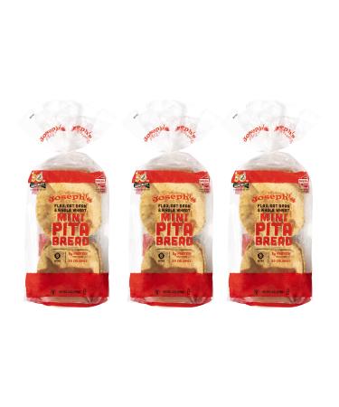 Joseph's Low Carb MINI Pita Bread 3-Pack, Flax, Oat Bran and Whole Wheat, 5g Carbs Per Serving, Fresh Baked (8 Per Pack, 24 MINI Pita Breads Total) 8 Ounce (Pack of 3)