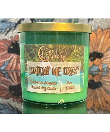 | Jamanican' Me Crazy Hand-Pour Scented Candle | 8oz/240ml 50-60+ Hour Burn Time | Aromatherapy for Home or Office | Promotes Peace and Calmness Yellow & Seafoam