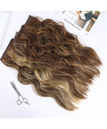 Halos Transparent Wire Hair Extensions - 20 Inch Synthetic Long Wavy Hair - Adjustable Sizes - Honey Blonde Mixed Light Brown - Women's Hair Pieces - Buy Online on GoSupps.com