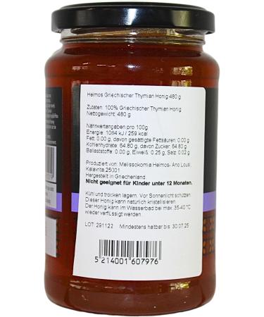Helmos Greek Thyme Honey 480 g - Buy Online on GoSupps.com