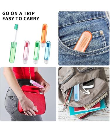Portable Travel Toothbrush Kit - Folding Toothbrush with Built-in Cover for Hiking, Camping & Traveling - Mini Multi Color (4 Pack) - Buy Online on GoSupps.com