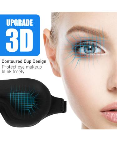 Lonfrote 3D Contoured Cup Sleep Eye Mask - Black | Comfortable Blindfold for Men and Women | Perfect for Travel and Naptime - Buy Online on GoSupps.com