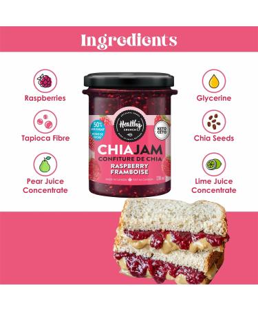 Healthy Crunch Delicious Raspberry Flavor Chia Jam - 6 Units x230ml - No Sugar Added Keto Friendly Low Calorie Zero Calorie Sugar Free Jam Low Carb - Perfect for Paleo/Keto Diet - Buy Online on GoSupps.com