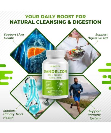 Dandelion Milk Thistle Artichoke Burdock Turmeric - Support Liver Health Support Digestive Aid - Made and Tested in The USA 150 count (pack of 1) - Buy Online on GoSupps.com