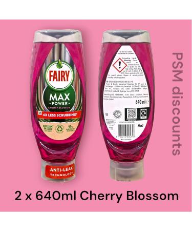 Fairy Max Power Cherry Blossom Washing Up Liquid 2 x 640 ml Twin Pack - Buy Online on GoSupps.com