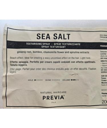 PREVIA Sea Salt Texturizing Spray - Natural Hair Texturizer for Effortless Beach Waves - Volumizing Hair Spray for All Hair Types - Ginseng & Bamboo Infused Paraben-Free Vegan 6.7 oz - Buy Online on GoSupps.com