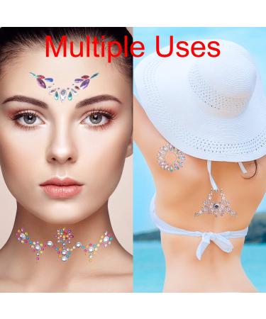 Duufin 12 Sets Rave Jewels - Mermaid Face Gems & Crystal Tears Temporary Tattoos for Festival Party - Buy Online on GoSupps.com