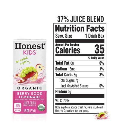 Honest Kids Berry Good Lemonade Organic Juice Drink 6 fl oz Juice Boxes - Pack of 40 - Buy Online on GoSupps.com