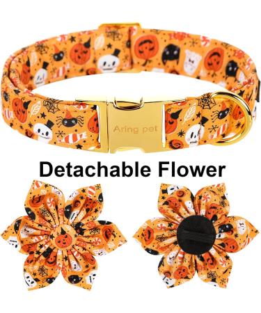 Enchanting Halloween Dog Collar with Flower - Aring Pet Costume - Perfect XS Gift for Boys & Girls - Pumpkin Ghost Design - Buy Online on GoSupps.com