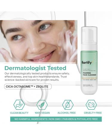 Fortify Skincare Facial Cleanser with Hyaluronic & Salicylic Acid 3-in-1: Detox, Treat, Boost Foaming Face Wash For Oily & Acne-Prone Skin Dermatologist Tested, Clean Beauty 5.07 Fl Oz - Buy Online on GoSupps.com