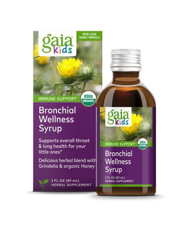 Gaia Herbs Gaia Kids Bronchial Wellness Syrup for Immune Health Support - Organic Honey Lemon Flavor - 3 Fl Ounces