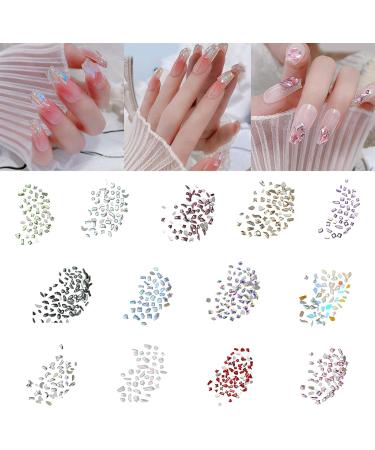 FEIlei 100Pcs Mixed Glass Crystal Hybrid Diamond Rhinestones Nail Art Decorations Drop Rhombus Flatback Stones 3D Gems - Buy Online on GoSupps.com