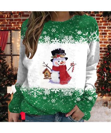 Funny Christmas Sweater for Women - Rudolph & Elf Designs | Cotton Long Sleeve Santa Claus Xmas Sweater for Teens - C-Green XS - Buy Online on GoSupps.com