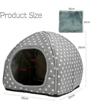 XMPEKO Guinea Pig Bed Hideout Large Star Pattern Cozy Rabbit Hideaway Hide Cage Accessories For Samll Animal Rat Ferret Bunny Chinchilla Hedgehog Hamster - Gray - Buy Online on GoSupps.com