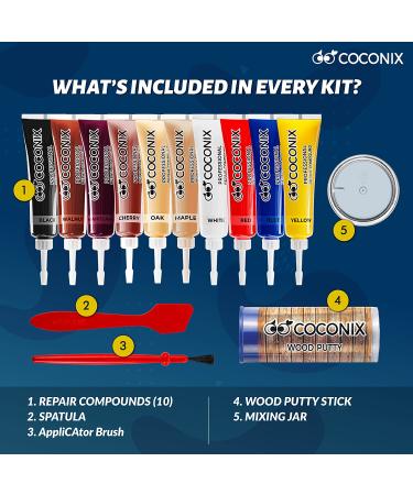 Coconix Floor and Furniture Repair Kit - Restorer of Your Wooden Table  Cabinet  Veneer  Door and Nightstand - Super Easy Instructions Matches Any Color - Restore Any Wood  Cherry  Walnut  Hardwood - Buy Online on GoSupps.com