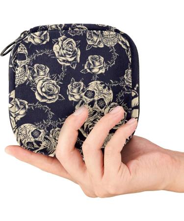 Skull Flowers Pattern Sanitary Napkin Storage Bag - Portable Period Kit Holder - Color 10 - Buy Online on GoSupps.com