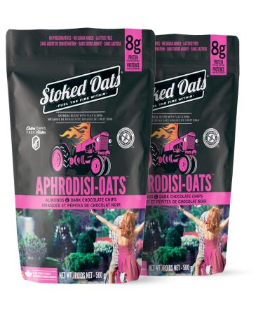 Stoked Oats - Aphrodisi-Oats (2 Pack) High Protein, Low Sugar Breakfast - Gluten Free, High Fiber, Non GMO Oatmeal - Perfect for overnight oats (17.6oz per bag) Aphrodisi-Oats 17.6oz (2 Pack)