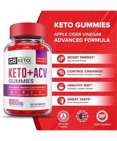 5 Pack G6 Keto ACV Gummies for Weight Loss | Vegan Formula with Apple Cider Vinegar, B12 & Beet Root | 300 Gummies - Buy Online on GoSupps.com