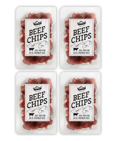 Craftsman Beef Chips |Wafer -thin smoked beef |Prote -rich dried meat |100% beef |Crispy Beef Jerky Chips for Party |Meat Snack to Go |Gluten -free (4 packs) 30 g (4 Pack)