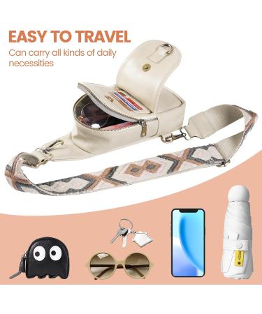 KFXFENQ Women's PU Leather Sling Backpack - Beige | Small Crossbody Chest Bag for Cycling - Buy Online on GoSupps.com