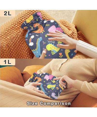 Buy Naanle Colorful Rainbow Dinosaur Heat Bottle - 1L Transparent Hot Water Bottle for Pain Relief Bed Hand & Feet Therapy - Ideal for Hot & Cold Use - Buy Online on GoSupps.com