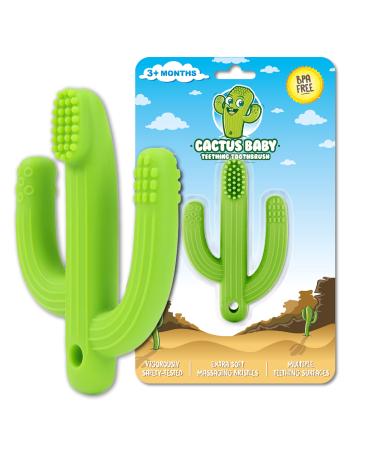 Cactus Baby Teething Toys for Babies 0-6 Months or 6-12 Months | Self-Soothing Pain Relief Soft Baby Teether Toys for Babies  Toddlers  Infants  Boy or Girl | Natural Organic BPA Free Lime