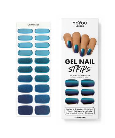 MOYOU LONDON Semi-Cured UV Gel Strips - 20 Pack - Gel Nail Foils UV Curing for Salon Quality Manicure - Expensive Taste