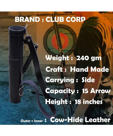 Club Corp Archery Shoulder Back Quiver - Genuine Cow Hide Leather | Adjustable Youth Arrow Holder for Bow Hunting & Archery Sports - Buy Online on GoSupps.com