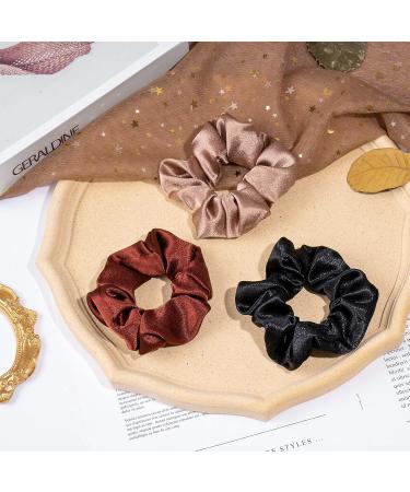 Whaline Silk Satin Hair Scrunchies Elastic 7 Colors Hair Tie Bands Traceless Large Hair Bands Non-Slip Ponytail Holder Ropes Hair Accessories for Women Girl Thick Thin Hair (Brown & Blue Series) - Buy Online on GoSupps.com