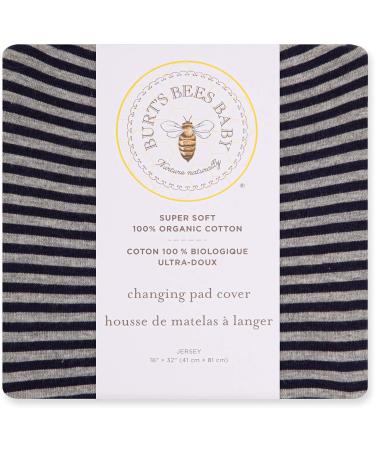 Burt's Bees Baby Organic Jersey Changing Pad Cover - Blueberry Classic Stripe - Buy Online on GoSupps.com