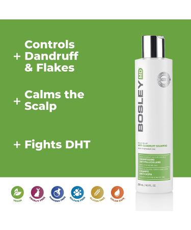 Bosley Scalp Relief Anti-Dandruff Shampoo 8.5 fl oz | Pyrithione Zinc Treatment - Buy Online on GoSupps.com