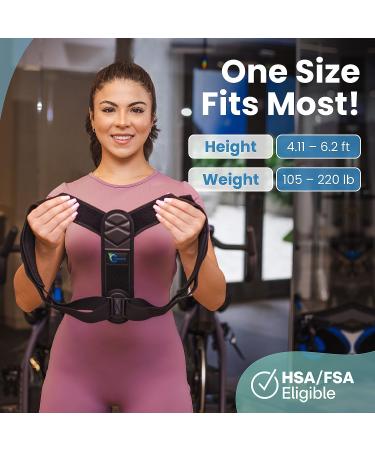 Cayatch Scoliosis Back Brace Posture Corrector - Adjustable Shoulder & Back Support for Women & Men - HSA/FSA/HRA Eligible - Black - Buy Online on GoSupps.com