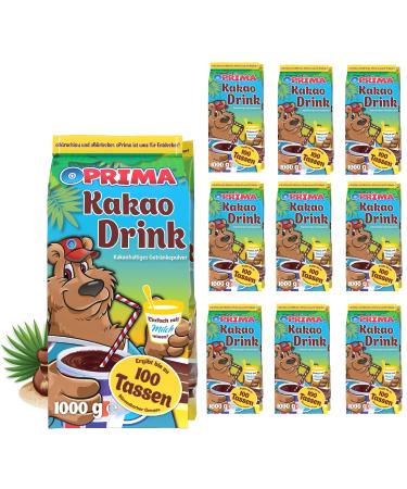 OPRIMA Lot de 10 boissons au cacao en poudre de cacao solubles pour toute la famille 1 kg