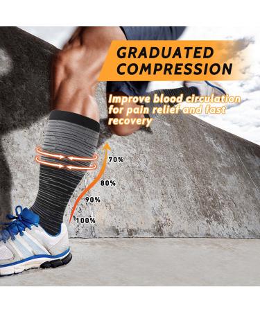 3 Pairs Plus Size Compression Socks | 20-30 mmHg | Wide Calf | Extra Large Knee High Flight Socks for Circulation Support | 4XL 3PCS-Gray Red Navy - Buy Online on GoSupps.com