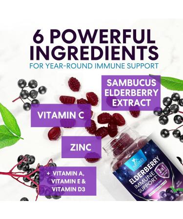 Elderberry Gummies - 3X Strength Black Elderberry Immune Support Gummy with Vitamin C D3 and Zinc for Kids & Adults Immune Health Support Supplement Gummy Black Elder Berry Vitamins - 120 Gummies 120 Count (Pack of 1) - Buy Online on GoSupps.com