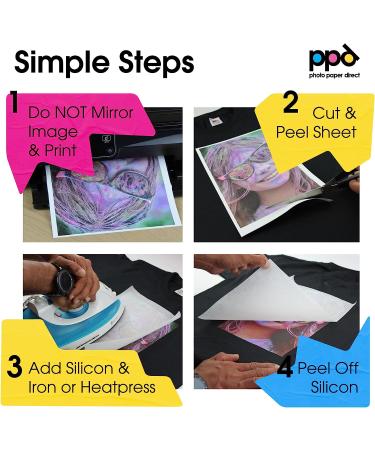 PPD Inkjet Premium T Shirt Transfer Paper - Iron On for Dark Fabric - 8.5 x 11 inch Paper Size - 20 Sheet Count - PPD-4-20 - Buy Online on GoSupps.com