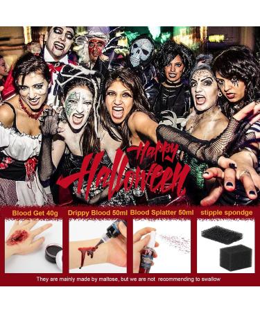 Special Effects SFX Makeup Kit - Bruise Face & Body Palette Scar Wax Fake Blood Spray & Sponges for Halloween Cosplay - Buy Online on GoSupps.com