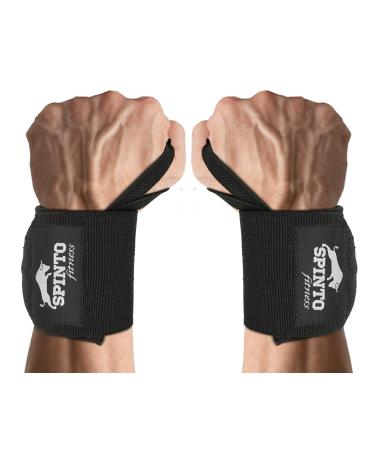 Spinto Fitness Lifting Wrist Wraps for Weightlifting Men, Women, Heavy Duty 18 Professional Grade Weight Lifting Wrist Wraps Black