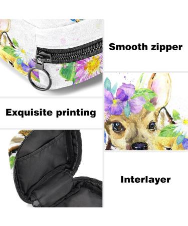 Shop Waldtier: Cute Watercolor Roe Deer & Fox Napkin Storage Bag - Portable Menstrual Cup Zipper Bag for Women & Teens - Buy Online on GoSupps.com
