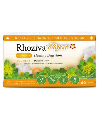 Rhoziva Digest. Gut Health Supplement with Digestive Enzymes for Women and Men. Supports Healthy Digestion Reflux Bloating. 60 Capsules