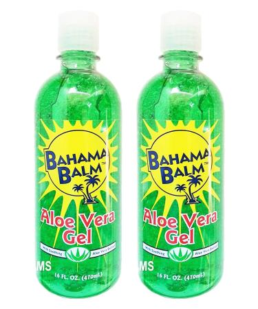 Set of 2 Bahama Balm 16oz Aloe Vera Gel After Sun Skin Care - Cools & Soothes - Helps Minimize Drying and Peeling Skin!