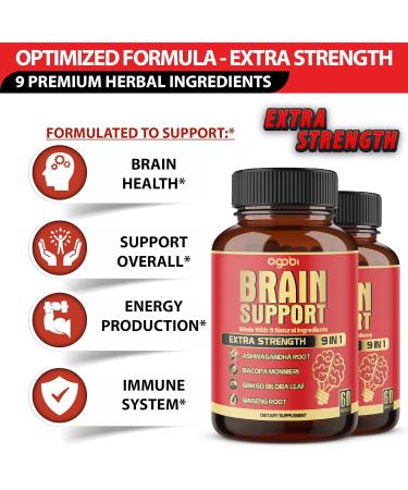 agobi 9in1 Brain Support Supplement - 2 Packs 60 Counts Blended Ashwagandha Panax Ginseng Gotu Kola Ginkgo Black Pepper & More - Accuracy Focus Memory & Energy Production Support - Buy Online on GoSupps.com