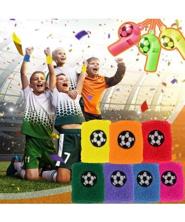 28-Piece Kids Welding Tape Wrist Set | 14 Sweat Bands & Whistles for Football Decorations & Birthday Parties - Buy Online on GoSupps.com