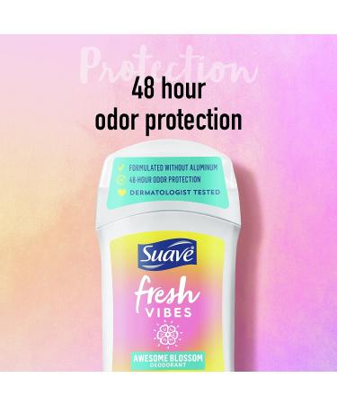 Suave Fresh Vibes Deodorant Stick Aluminum Free 48 Hour Deodorant Protection Awesome Blossom Dermatologist Tested Body Deodorant 1.2 oz - Buy Online on GoSupps.com