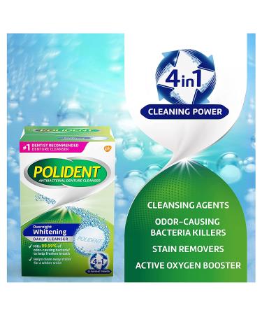 Polident Overnight Whitening Denture Cleaner Tablets - 84 Count (Pack of 3) - Buy Online on GoSupps.com